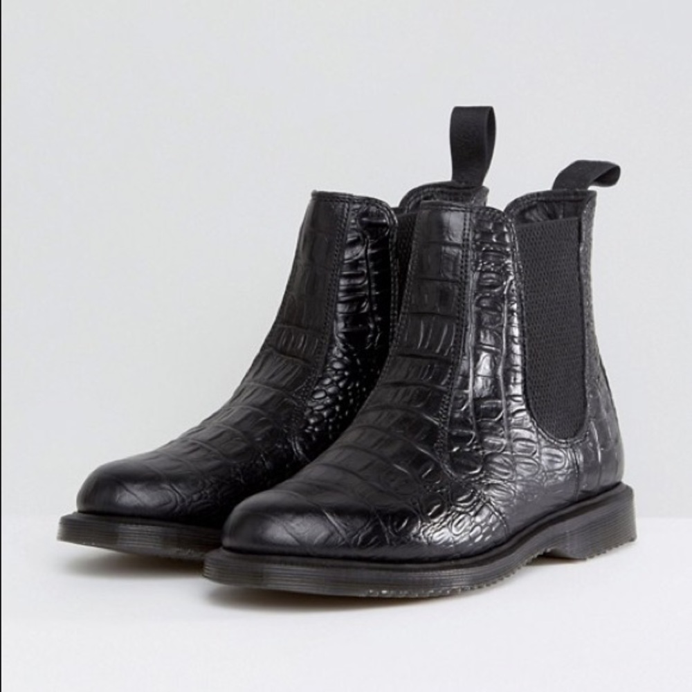 Dr martens flora black croco Chelsea boots
